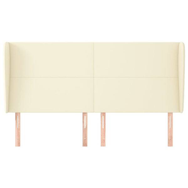 vidaXL Cabeceira cama c/ abas couro artificial 163x23x118/128 cm creme