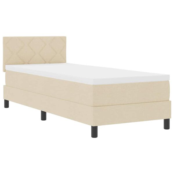 vidaXL Cama Box com colch&atilde;o com cabeceira Creme 80 x 200 cm tecido