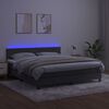 vidaXL Cama box spring c/ colch&atilde;o/LED 160x200cm veludo cinzento-escuro