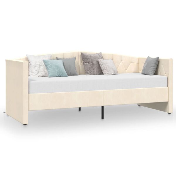 vidaXL Sof&aacute;-cama c/ sa&iacute;da USB 90x200 cm veludo cor creme