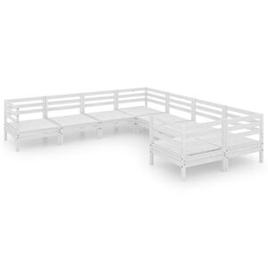 vidaXL 8 pcs conjunto lounge de jardim pinho maci&ccedil;o branco