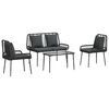 vidaXL Conjunto de M&oacute;veis de Jardim 4 pcs Preto e Creme vime PE