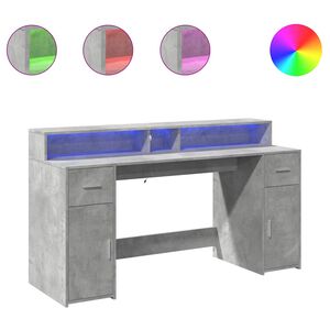 vidaXL Secret&aacute;ria luzes LED 160x55x91 cm deriv. madeira cinza cimento