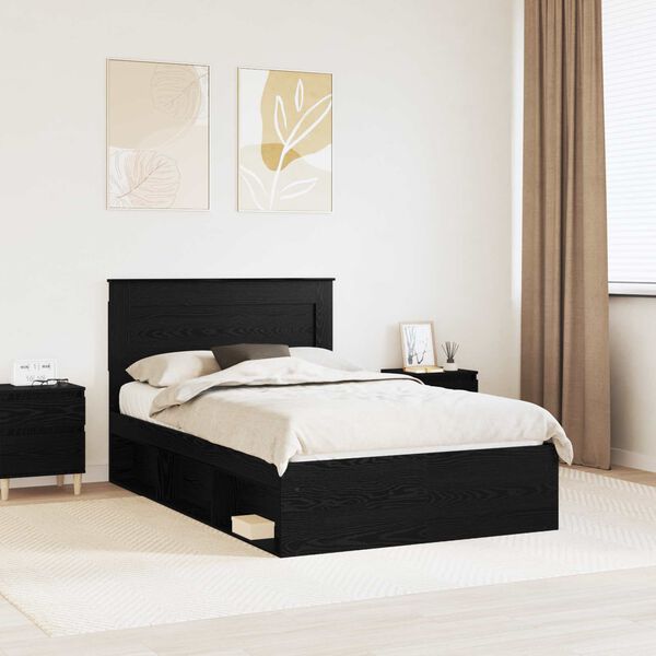 vidaXL Estrutura da Cama Preto 120 x 190 cm Madeira de Pinheiro S&oacute;lida