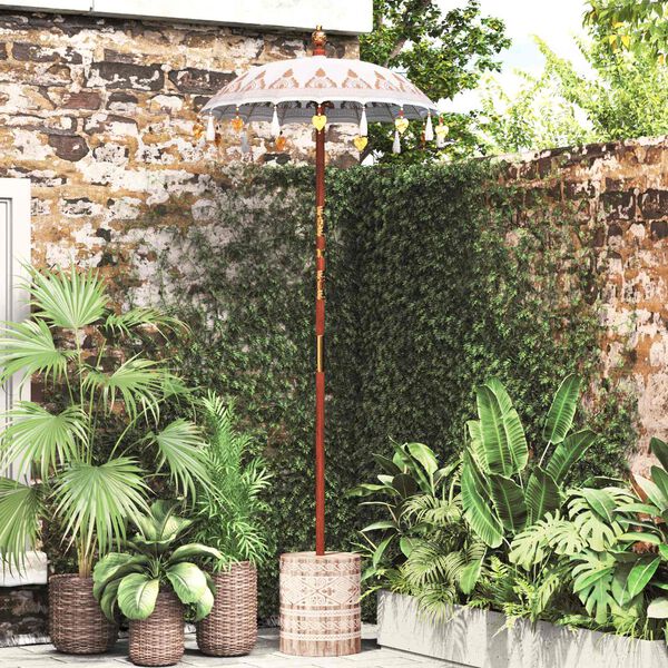 vidaXL Parasol Balin&ecirc;s com Base Creme 95 x 95 x 260 cm