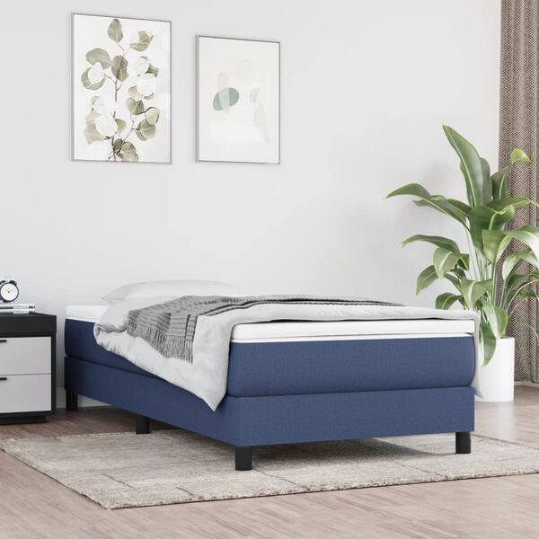vidaXL Cama com molas/colch&atilde;o 90x190 cm tecido azul