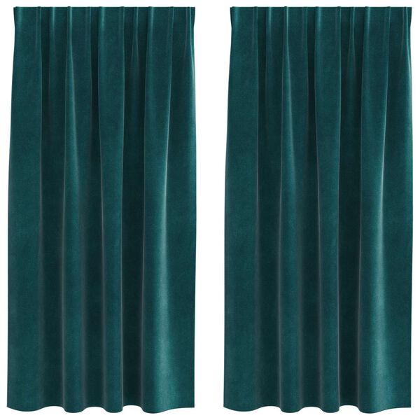 vidaXL Cortinas opacas 2 pcs Verde Escuro 140 x 175 cm Veludo