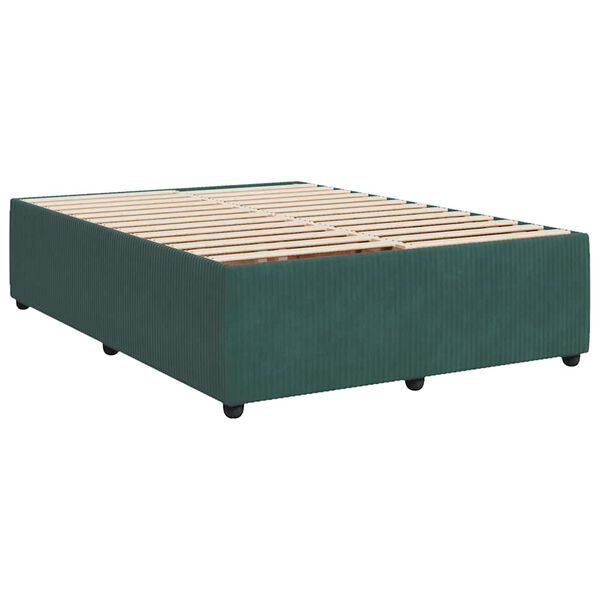 vidaXL Estrutura de cama sem colchão 140x190 cm veludo verde-escuro