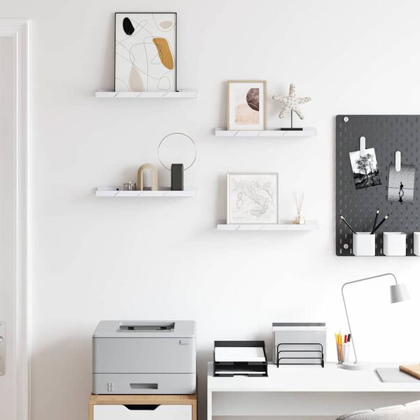 vidaXL Prateleira de Parede 4 pcs M&aacute;rmore Branco 40 x 9 x 3 cm