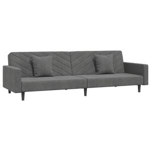vidaXL Sof&aacute;-cama 2 lugares com duas almofadas veludo cinzento-escuro