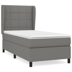 vidaXL Cama com molas/colch&atilde;o 90x190 cm tecido cinza-escuro