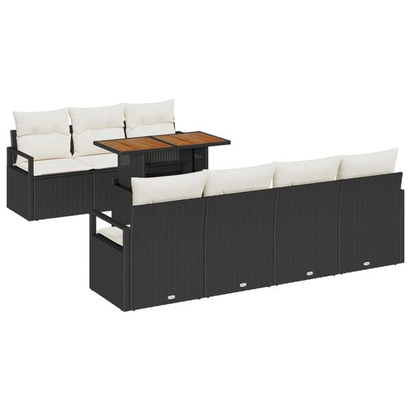 vidaXL Conjunto de Sof&aacute; de Jardim 8 pcs Preto Rattan Sint&eacute;tico