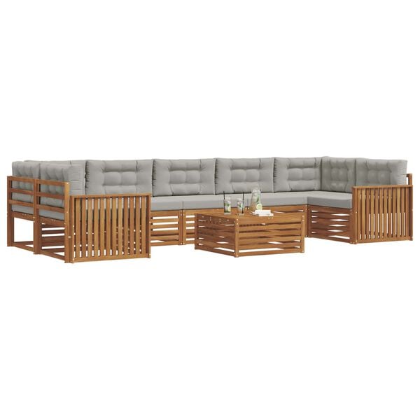 vidaXL Conjunto de Sof&aacute;s para Exterior 8 pcs Cinza Natural e Claro