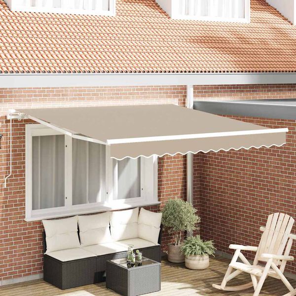 vidaXL Toldo Retrátil Manual Bege 350 x 250 cm tecido