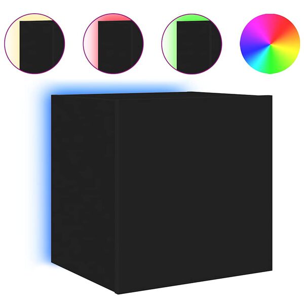 vidaXL M&oacute;vel de parede para TV com luzes LED 40,5x35x40 cm preto