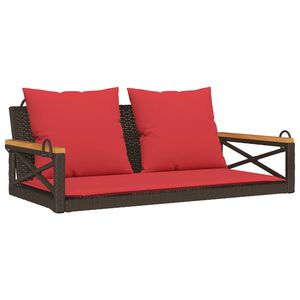 vidaXL Banco baloi&ccedil;o com almofad&otilde;es 109x62x40 cm vime PE castanho