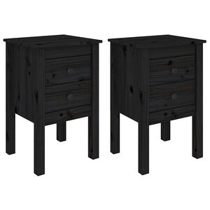 vidaXL Mesas de cabeceira 2 pcs 40x35x61,5 cm pinho maciço preto