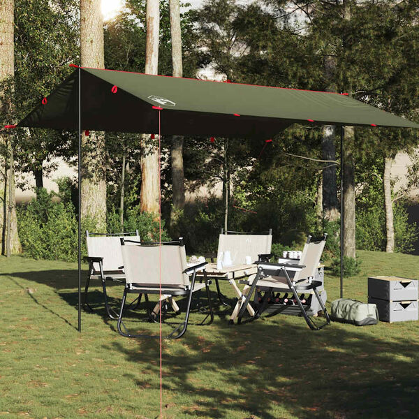 vidaXL Lona de campismo 406x306 cm impermeável verde azeitona
