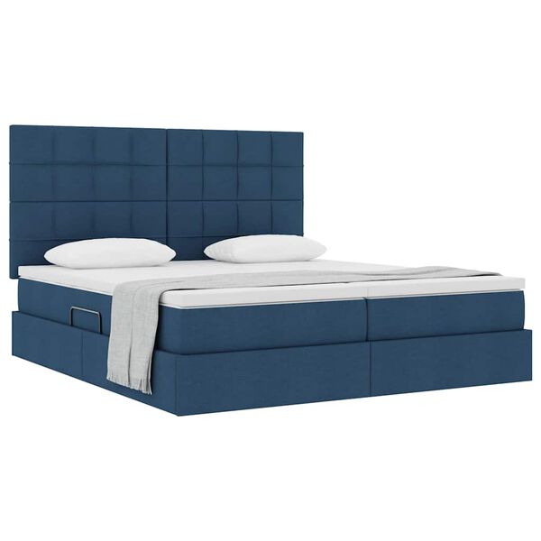 vidaXL Cama com Armazenamento Azul 180 x 200 cm Couro Sint&eacute;tico