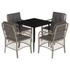 vidaXL 5 pcs conjunto de jantar p/ jardim c/ almofad&otilde;es cinzento claro