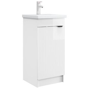 vidaXL Gabinete de banheiro com pia Branco Brilhante 42 x 40 x 84,5 cm