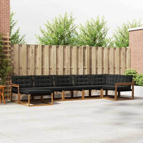 vidaXL Conjunto de Sof&aacute;s para Exterior 21 pcs Natural e Preto