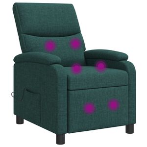 vidaXL Recliner de Massagem Verde-Escuro Tecido