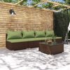 vidaXL 5 pcs conjunto lounge jardim c/ almofad&otilde;es vime PE castanho