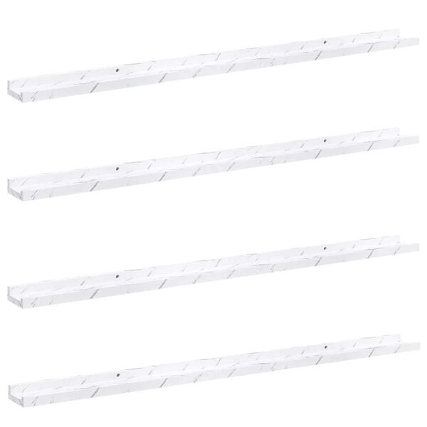 vidaXL Prateleira de Parede 4 pcs M&aacute;rmore Branco 115 x 9 x 3 cm
