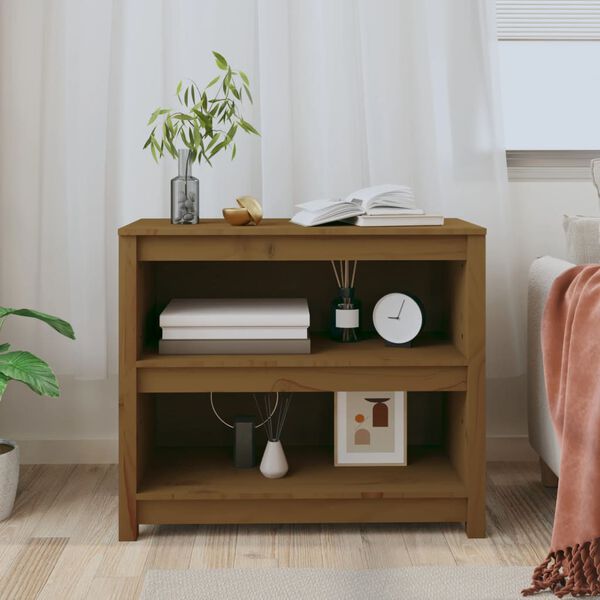 vidaXL Estante 80x35x68 cm madeira de pinho maci&ccedil;a castanho mel