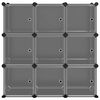 vidaXL Organizador de arrumação com 9 cubos e portas PP preto