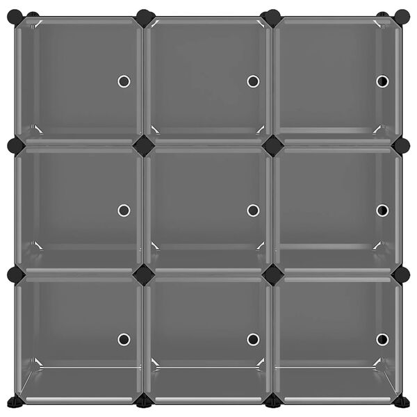 vidaXL Organizador de arrumação com 9 cubos e portas PP preto