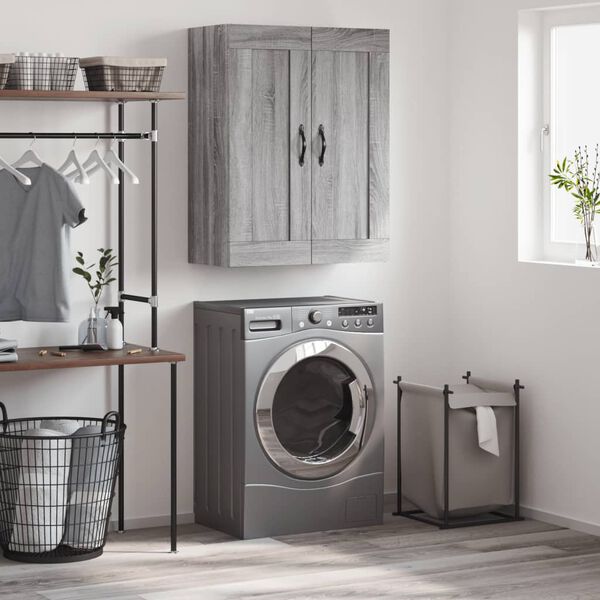 vidaXL Arm&aacute;rio de parede 69,5x34x90 cm deriv. madeira cinzento sonoma