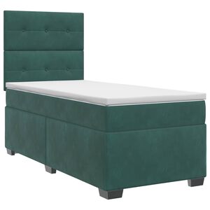 vidaXL Cama box spring com colch&atilde;o Verde-Escuro 90 x 200 cm Veludo