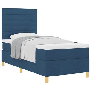vidaXL Cama Box com colch&atilde;o com cabeceira Azul 90 x 200 cm tecido