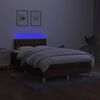 vidaXL Cama box spring c/ colch&atilde;o/LED 120x190cm tecido castanho-escuro