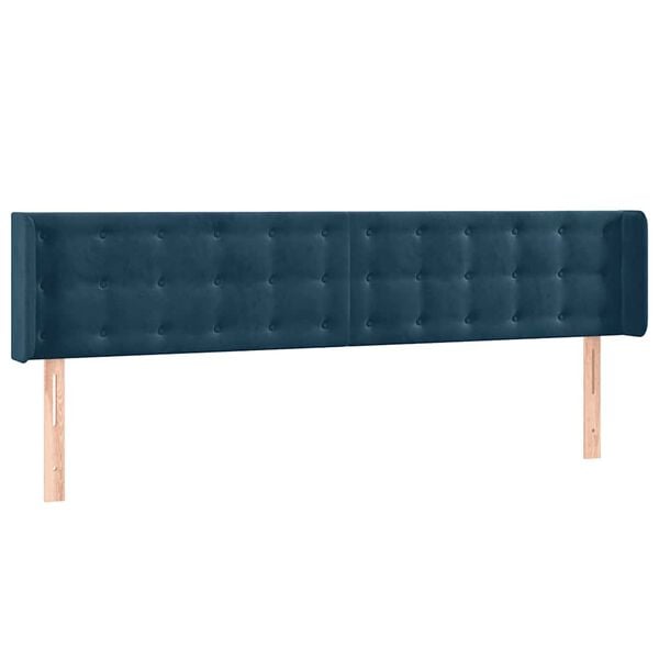 vidaXL Cabeceira de cama c/ abas veludo 203x16x78/88cm azul-escuro