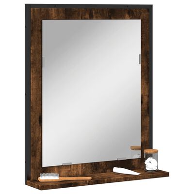 vidaXL Espelho de WC c/ prateleira derivados madeira carvalho fumado