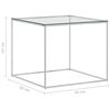 vidaXL Mesa de centro 50x50x43 cm a&ccedil;o inoxid&aacute;vel prateado e vidro
