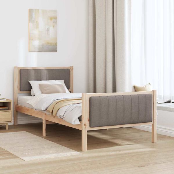 vidaXL Estrutura da cama com cabeceira Marrom e taupe 90 x 190 cm