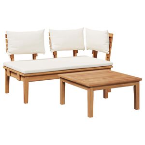 vidaXL Conjunto de Banco e Mesa de Jardim 2 unid. Creme e Marrom