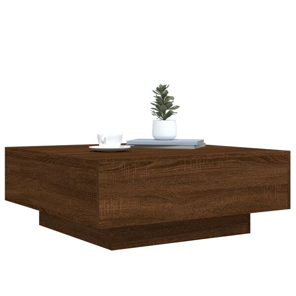 vidaXL Mesa de centro 80x80x31 cm derivados madeira carvalho castanho