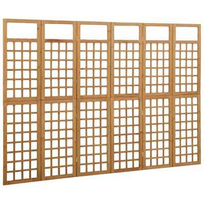 vidaXL Biombo/treliça 6 painéis madeira de abeto maciça 242,5x180 cm