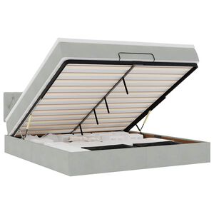 vidaXL Estrutura de cama otomana com colch&atilde;o 180x200 cm cinzento claro