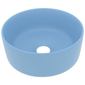 vidaXL Lavat&oacute;rio luxuoso redondo 40x15 cm cer&acirc;mica azul-claro mate