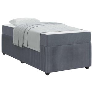 vidaXL Estrutura da Cama com colch&atilde;o Cinza Escuro 80 x 200 cm tecido
