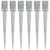 vidaXL Estacas de enterrar 6 pcs 9x9x75 cm a&ccedil;o galvanizado prateado