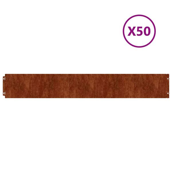 vidaXL Bordas de relvado 10 pcs 15x103 cm a&ccedil;o corten flex&iacute;vel