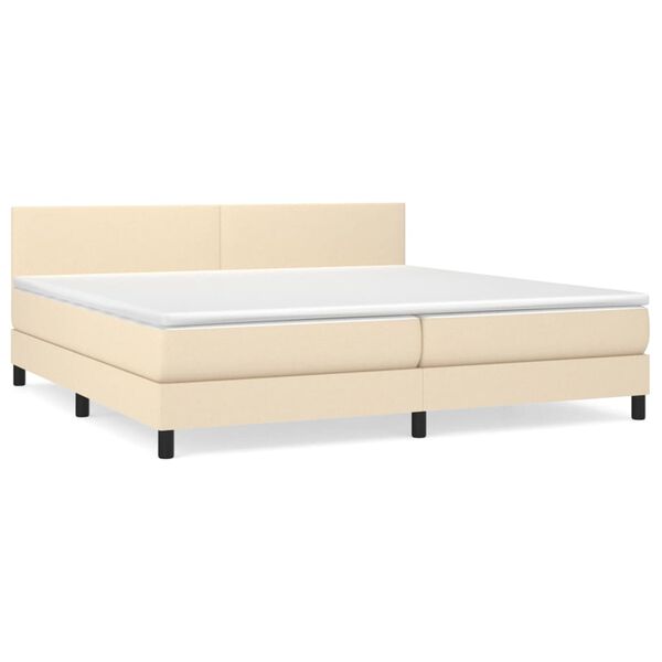 vidaXL Cama com molas/colch&atilde;o 200x200 cm tecido cor creme