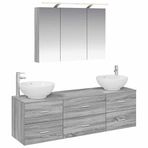 vidaXL Conjunto de M&oacute;veis para Banheiro 4 unid. Sonoma cinzento